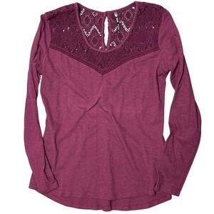 Kuhl Long Sleeve Top Purple Lace Detail Organic Cotton Blend Casual Outdoor Fall